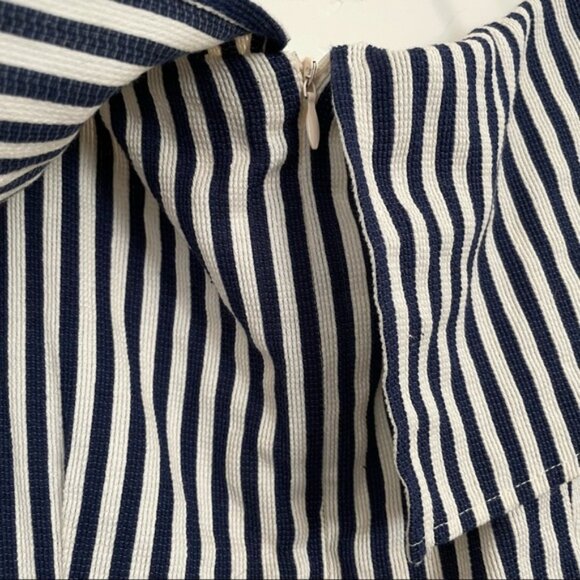 Aqua Striped Off the Shoulder Rompers XS - Picture 6 of 6